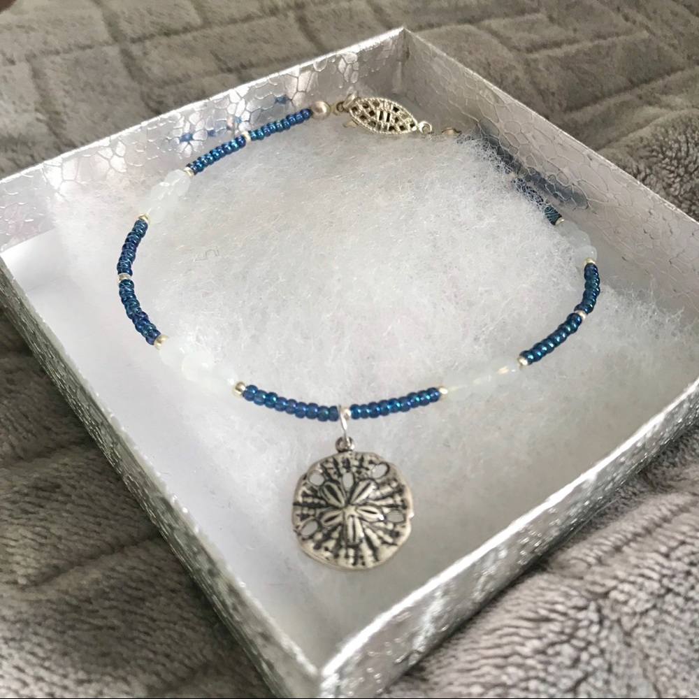 🪞sea coin charm beaded anklet